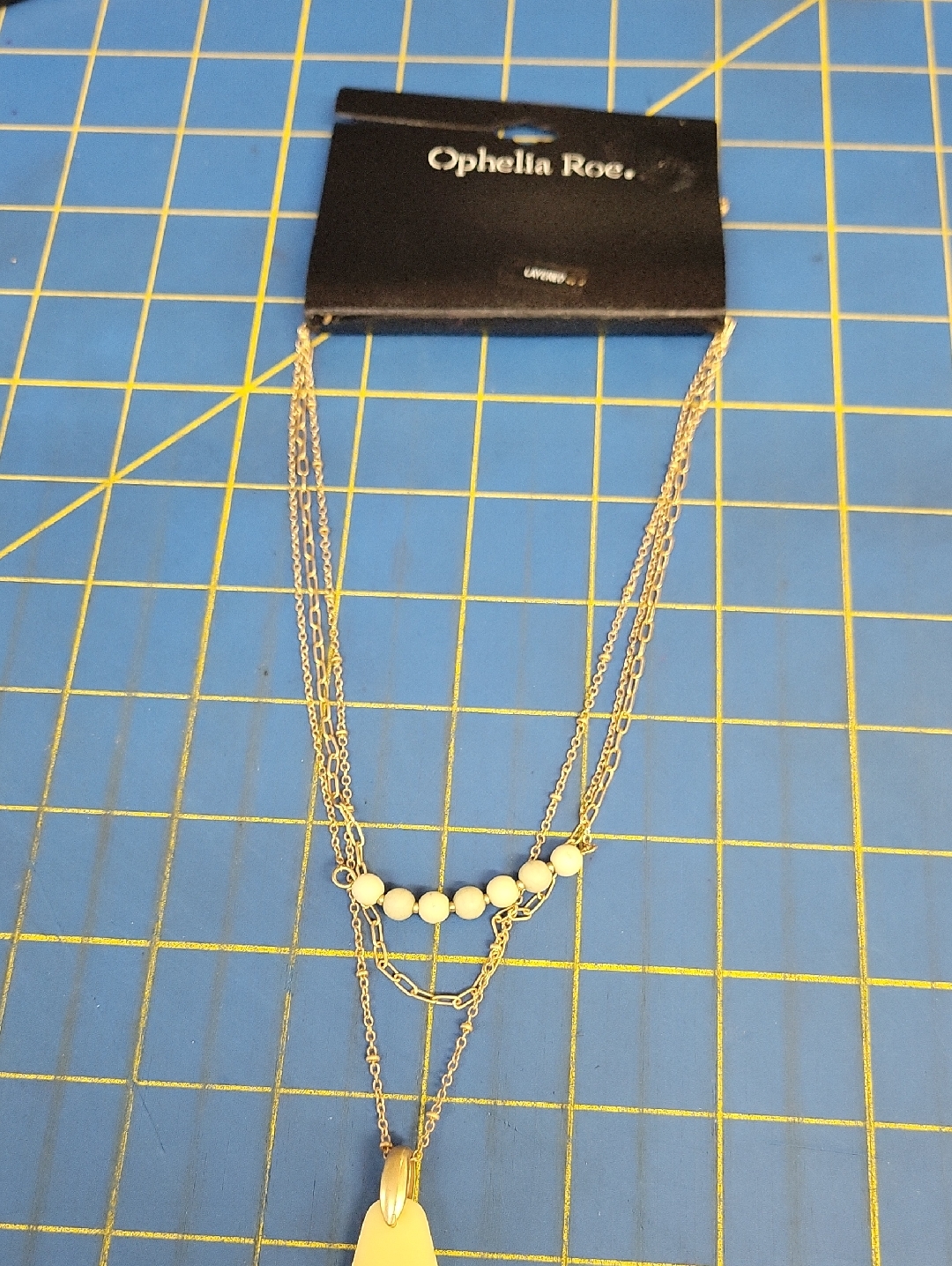 Ophelia Roe Gold-Tone Layered Necklace Soft Blue Beads Seaside Nwt